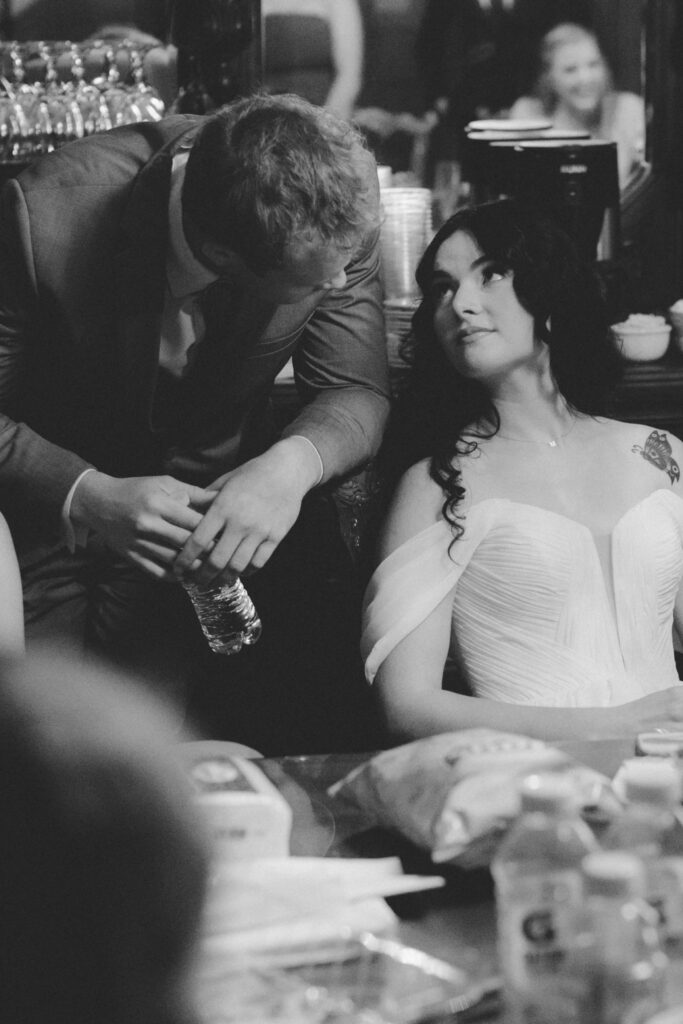 Bride and groom laughing during their ceremony at Historic Bell Hill Illinois | documentary wedding photography