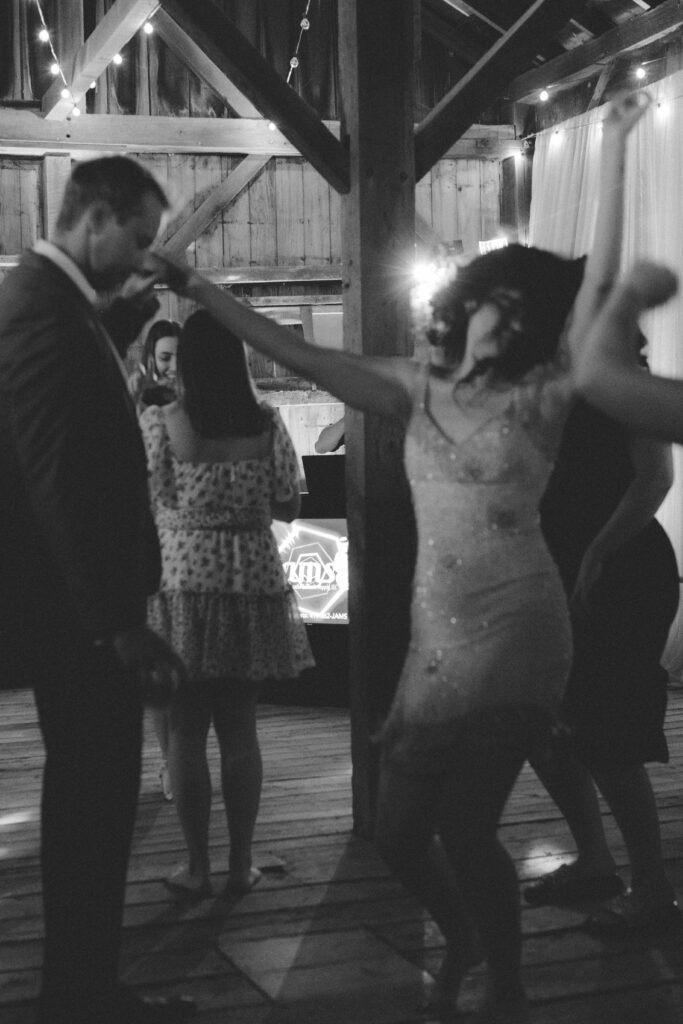 Joyful dance floor at Historic Bell Hill Illinois wedding | documentary wedding photography capturing real connection