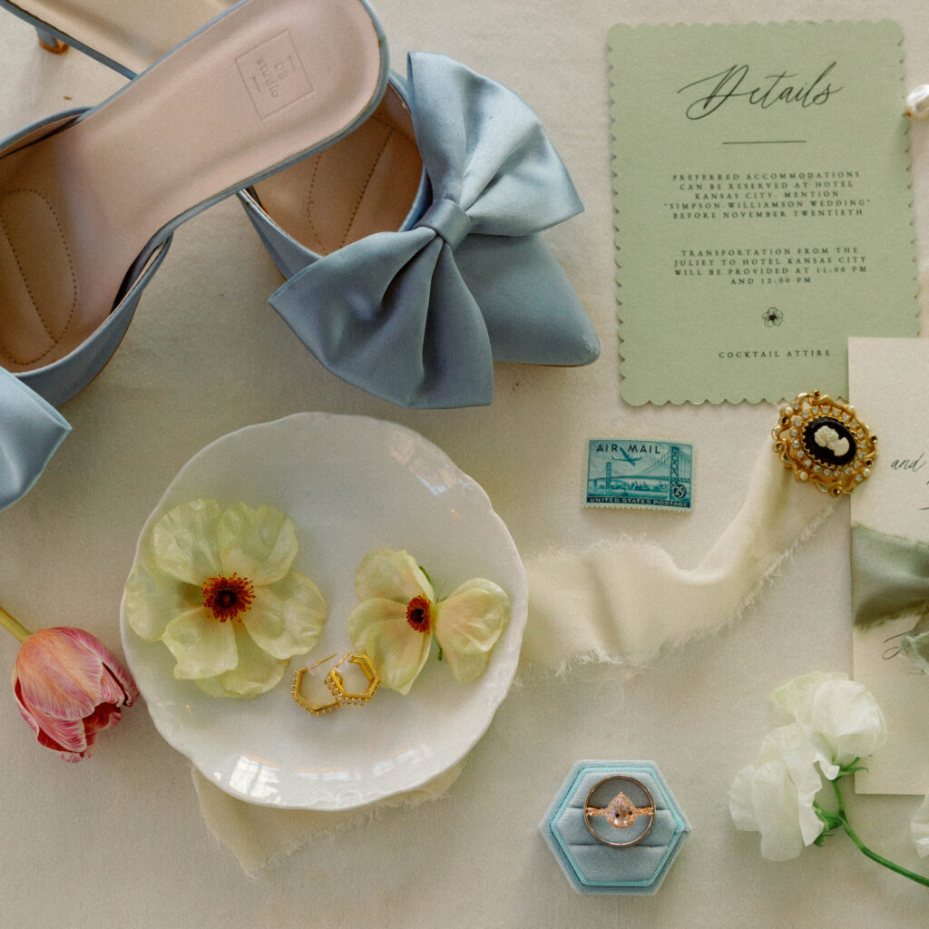 editorial-style wedding details photo on film