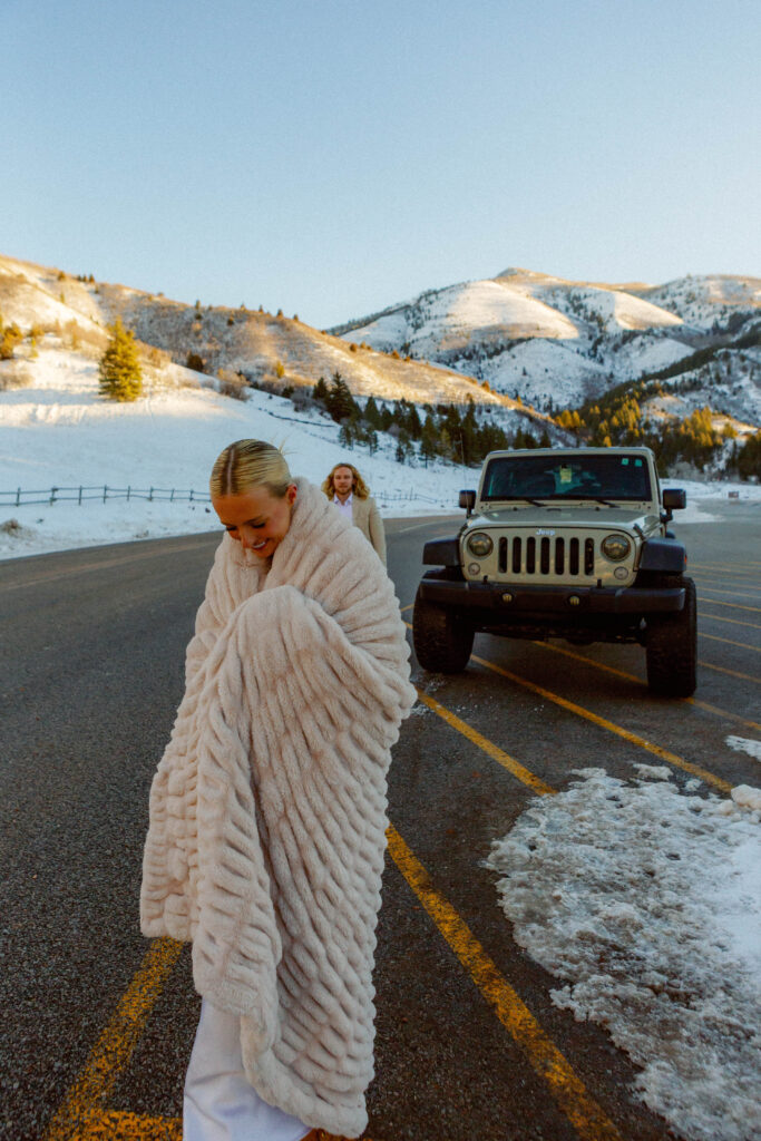 Salt Lake City editorial elopement photography showing the couple laughing together