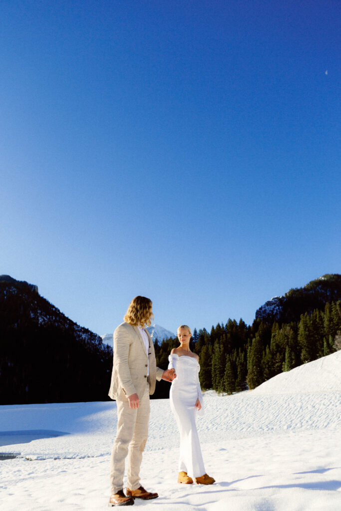 Salt Lake City editorial elopement photography of the couple walking hand-in-hand